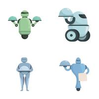 Set of modern delivery robots and drones vector