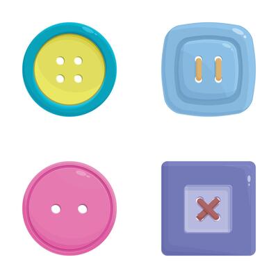 Assorted buttons and fasteners illustration