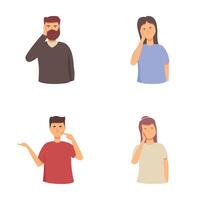 Set of people gesturing confusion and thinking vector