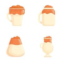 Assorted cartoon beer mugs and glasses with foam vector