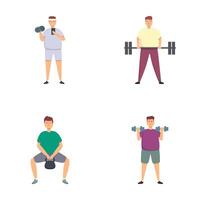 Diverse men performing various exercises vector
