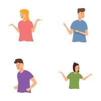 Set of confused people gesturing with hands vector