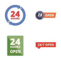 Collection of four colorful icons representing 24hour service availability vector