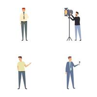Set of four male professionals in various poses isolated on white background vector