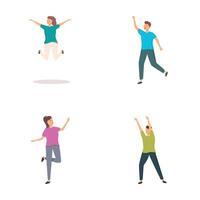 Set of happy people jumping and celebrating vector