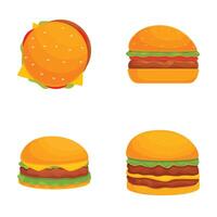 Assorted classic burger icons set vector