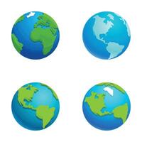 Set of four globe illustrations with different angles vector