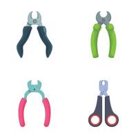 Set of cartoonstyle pliers and scissors icons vector
