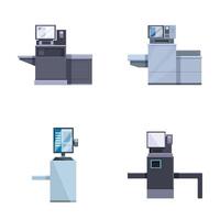 Set of modern office desks with computers vector