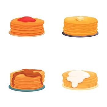 Assorted pancakes with various toppings vector