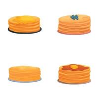 Assorted stack of pancakes illustration set vector