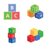Colorful alphabet and number blocks on white background vector
