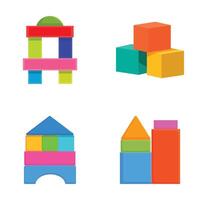 Colorful building blocks set on white background vector