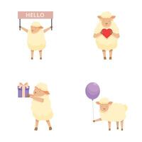 Adorable cartoon sheep in various poses vector