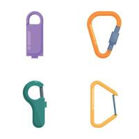 Assorted climbing carabiners isolated on white vector