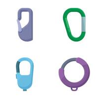 Set of four colorful carabiner clips illustration vector