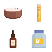 Set of vitamin supplements and containers illustration vector