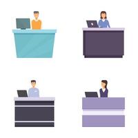 Set of customer service representatives at desks vector
