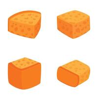 Set of cartoon cheese blocks isolated on white vector