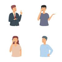 Set of people expressing different emotions and gestures vector