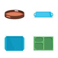 Set of various empty serving trays icons vector