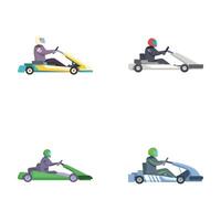 Set of colorful gokart racers in action vector