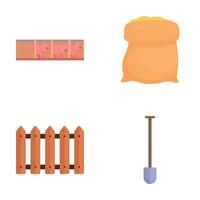Set of farm elements icons vector