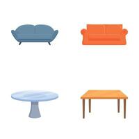 Modern furniture icons set sofa and tables vector