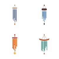 Set of four colorful wind chimes illustration vector