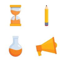 Flat design office and science icons set vector