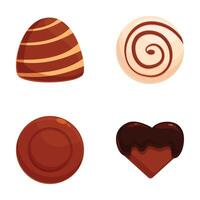 set of various chocolate sweets and bonbons in different shapes vector