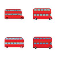 Set of cartoon double decker buses vector