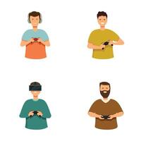 Diverse gamers engaging with controllers vector