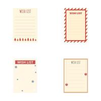 Set of blank wish list templates vector