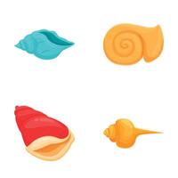 Set of colorful cartoon seashells isolated on white background vector