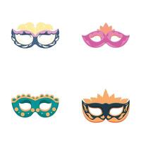 Set of colorful masquerade masks on white vector