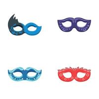 Set of four colorful masquerade masks on a white background, suitable for party themes vector