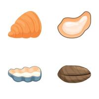 Assorted bakery and nut icons set vector