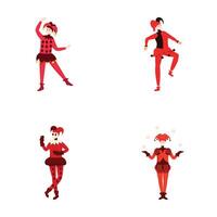 Set of cartoon circus jugglers in various poses vector