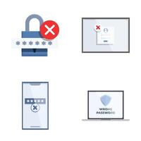 Digital security access denied icons set vector