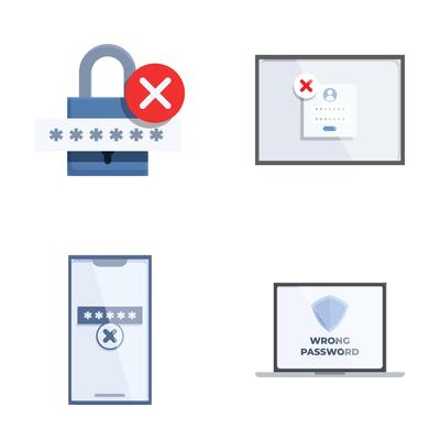 Digital security access denied icons set