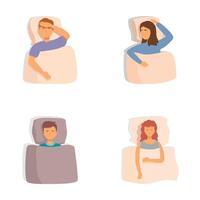 Set of people having difficulty sleeping vector