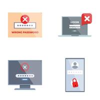 Set of password error notifications on digital devices vector