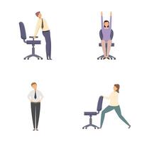 Office exercise routine illustration set vector