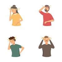 Four illustrations of diverse individuals with puzzled expressions, scratching heads, and question mark icons vector