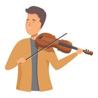Violinist is playing classical music on his violin with a bow vector