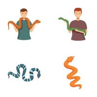 Cartoon set of people with snakes and various serpents vector