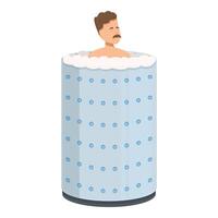 Man relaxing in cryotherapy machine relieving stress and boosting energy vector
