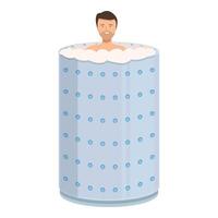 Man relaxing in cryotherapy machine rejuvenating body with cold therapy vector