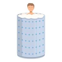 Young man is enjoying a relaxing bath in a modern spa salon vector